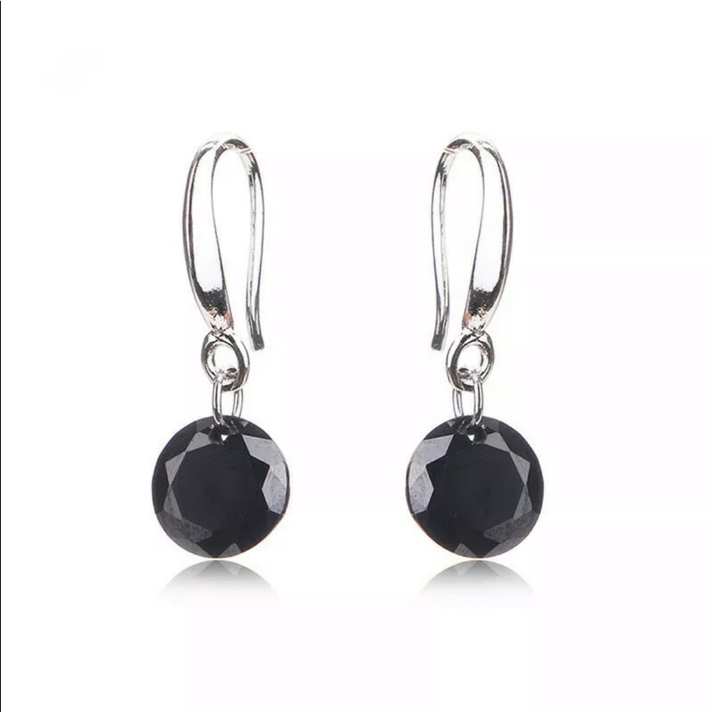 New Zircon Crystal Earrings black diamond shaped